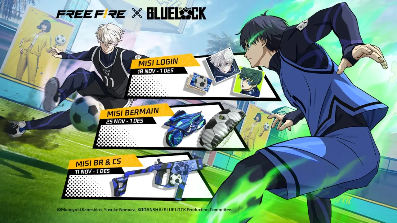 Event Free Fire X Blue Lock Dimulai Klaim 3 Bundle Dan 2 Emote Gratis