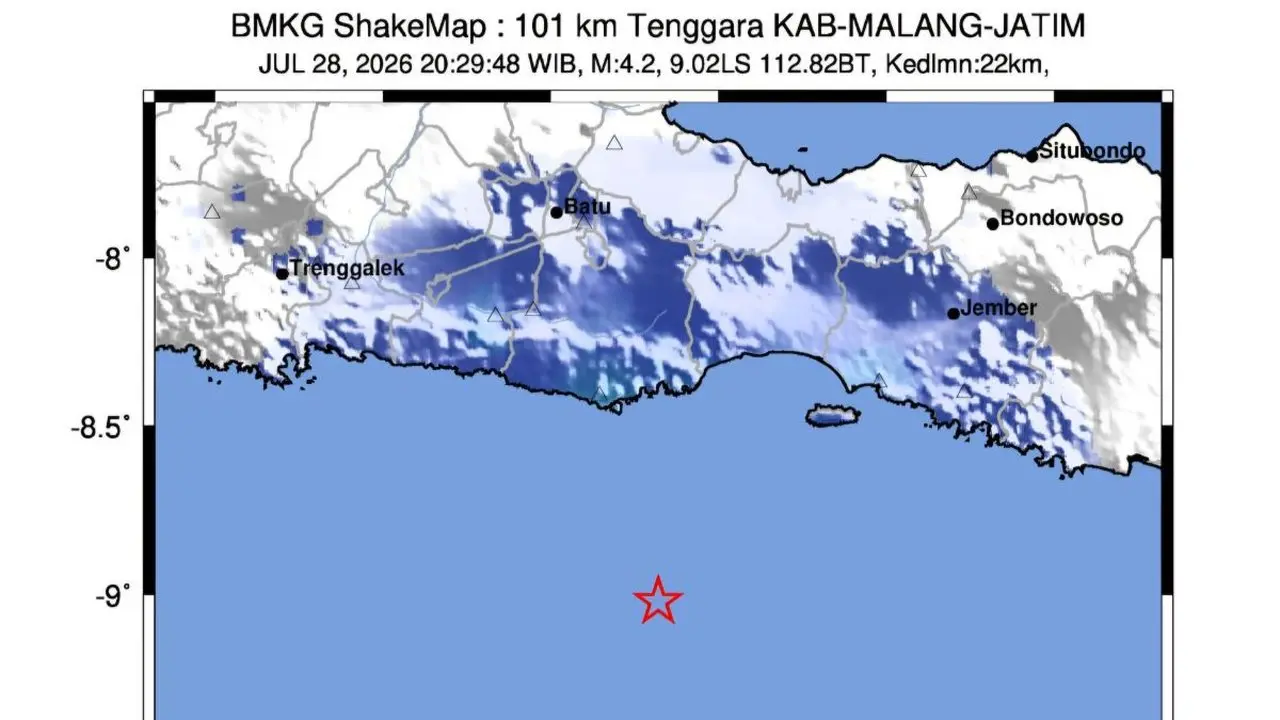 Gempa M4,2 Guncang Malang: BMKG Pastikan Tak Ada Potensi Tsunami